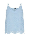 Pieces Vilde Broderie Anglaise Strappy Top, Cashmere Blue