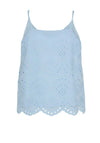 Pieces Vilde Broderie Anglaise Strappy Top, Cashmere Blue