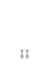 Pilgrim Beat Crystal Oval Coin Earrings, Silver