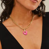 Pilgrim Charm Pink Heart Pendant, Gold