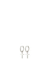 Pilgrim Daisy Cross Hoop Earrings, Silver