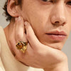 Pilgrim Flow Tiger Eye Statement Adjustable Ring, Gold