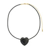 Pilgrim Stay Black Agate Heart Necklace, Gold