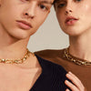 Pilgrim Wave Wavy Link Necklace, Gold