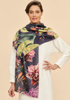 Powder Exotic Evening Luxurious Scarf, Ink Multi