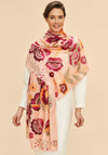 Powder Floral Symmetry Printed Scarf, Pink Multi