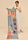 Powder Hummingbird at Dusk Luxurious Scarf, Denim Multi