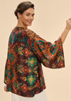 Powder Ikat One Size Kimono Jacket, Chocolate