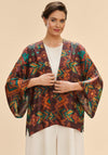 Powder Ikat One Size Kimono Jacket, Chocolate