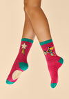 Powder On a Roll Ankle Socks, Fuchsia