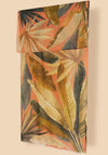 Powder Painted Palms Wool Wrap Scarf, Tangerine Multi