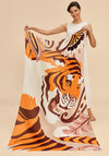 Powder Thrill of The Tiger Printed Scarf, Dusky Rose