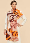 Powder Thrill of The Tiger Printed Scarf, Dusky Rose