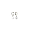 Pilgrim Edele Pearl & Crystal Hoop Earrings, Silver