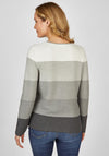 Rabe Flower Print Ribbed Sweater, Gray