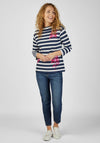 Rabe Stripe with Flower Graphic Top, Navy Multi