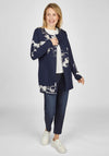 Rabe Open Mid Length Print Cardigan, Navy & Beige