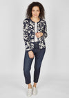 Rabe Full Zip Knitted Print Short Cardigan, Navy & Beige