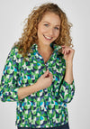 Rabe Quarter Zip Collared Print Top, Green