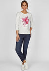 Rabe Flower Print T-Shirt, Off White & Magenta