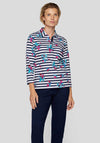 Rabe Striped Floral Polo Shirt, Navy