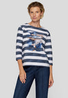 Rabe Striped Graphic Sweater, Navy Multi