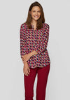 Rabe Abstract Print Button Down Blouse, Fuchsia Multi