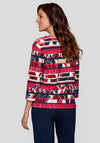 Rabe Panel Abstract Print Sweater, Fuchsia Multi