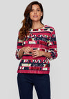 Rabe Panel Abstract Print Sweater, Fuchsia Multi