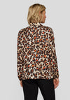 Rabe Leopard Print Button Up Blouse, Brown and Red