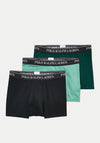 Ralph Lauren 3 Pack Stretch Cotton Trunks, Green Multi