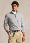 Ralph Lauren Estate Rib Quarter Zip Sweater, Grey Heather