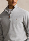 Ralph Lauren Estate Rib Quarter Zip Sweater, Grey Heather