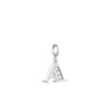 Rebecca My World 3D Letter A CZ Charm, Silver