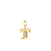 Rebecca My World 3D Letter T CZ Charm, Gold