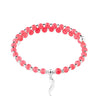 Rebecca My World Adjustable CZ Beaded Bracelet with Horn Charm, Cherry Red