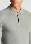 Remus Uomo Long Sleeve Knitted Polo Shirt, Light Grey