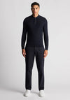 Remus Uomo Long Sleeve Knitted Polo Shirt, Navy