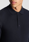 Remus Uomo Long Sleeve Knitted Polo Shirt, Navy