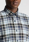 Remus Uomo Tapered Fit Checked Cotton Shirt, Blue & Green