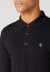 Remus Uomo Tapered Fit Long Sleeve Polo Shirt, Black