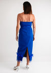 Red and Royal Feather Bodice Sleeveless Pencil Dress, Blue