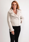 Rino & Pelle Bacia Faux Fur Biker Jacket, Beige