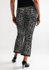 Robell Joella Leopard Knit Straight Leg Trousers, Black