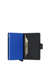 Secrid Leather Mini Walllet, Matte Black & Blue