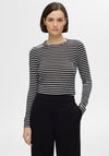 Selected Femme Striped Long Sleeve T-Shirt, Black & White