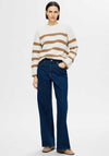 Selected Femme Bloomie Striped Knit Sweater, Snow White