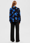 Selected Femme Katrina Floral Print Blouse, Blue & Black