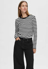Selected Femme Essential Striped Long Sleeve T-Shirt, Black