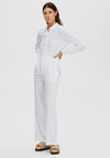 Selected Femme Viva Guila Wide Leg Linen Trousers, Snow White